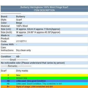 Burberry Cream Woolmark Scarf